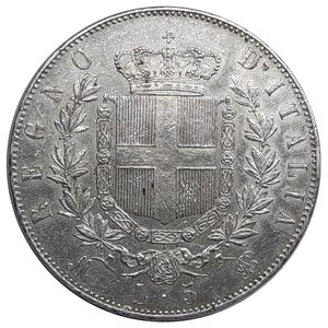 obverse: Regno d Italia, Vittorio Emanuele II , 5 Lire argento 1871 Milano Eccellente SPL/QSPL-