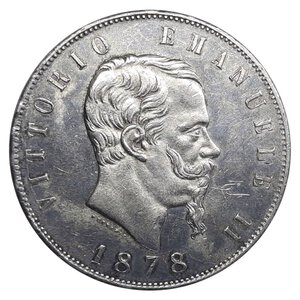 obverse: Regno d Italia, Vittorio Emanuele II , 5 Lire argento 1878 Roma SPL