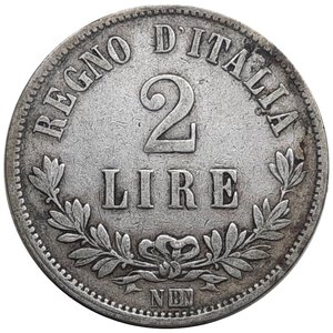 obverse: Regno d Italia, Vittorio Emanuele II , 2 Lire argento Valore 1863 Zecca Napoli