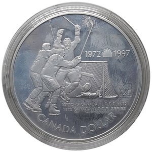 reverse: CANADA, Elizabeth II , 1 dollar 1997, Hockey, Proof, Confezione originale