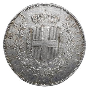 reverse: Regno d Italia, Vittorio Emanuele II , 5 Lire argento 1871 Roma  RARA Eccellente  SPL - QSPL