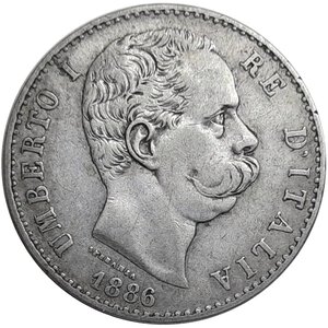 obverse: Regno d Italia, Umberto I, 2 Lire argento 1886