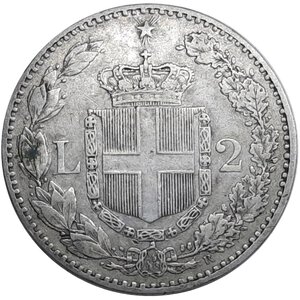 reverse: Regno d Italia, Umberto I, 2 Lire argento 1886