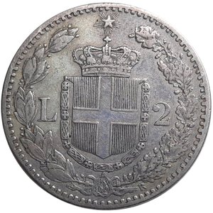 reverse: Regno d Italia, Umberto I, 2 Lire argento 1881