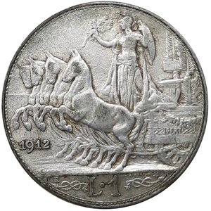 obverse: Regno d Italia, Vittorio Emanuele III ,1 Lira quadriga argento 1912 SPL+