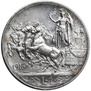 obverse: Regno d Italia, Vittorio Emanuele III ,1 Lira quadriga argento 1916 QFDC