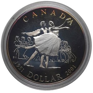 reverse: CANADA, Elizabeth II , 1 dollar 2001, Ballet, Proof, Confezione originale