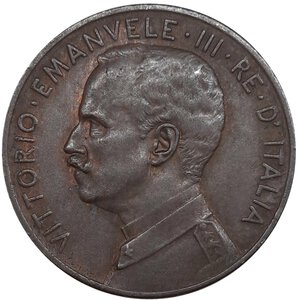 reverse: Regno d Italia, Vittorio Emanuele III ,5 centesimi prora 1918 Tracce Rosse