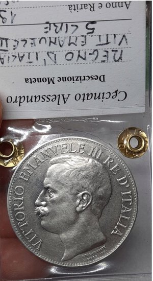 reverse: Regno d Italia, C5 Lire Cinquantenario argento 1911 SPL sigillo con taglio