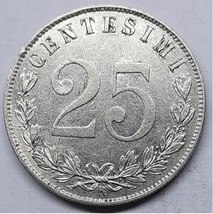 reverse: Regno d Italia, Vittorio Emanuele III ,25 centesimi 1902 RARA