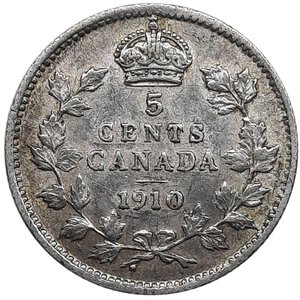 reverse: CANADA, Edward VII ,  5 cents argento  1910 Eccellente
