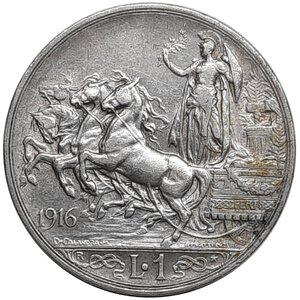 obverse: Regno d Italia, Vittorio Emanuele III ,1 Lira Quadriga argento 1916 BB SPL