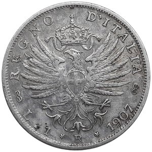 obverse: Regno d Italia, Vittorio Emanuele III ,1 Lira Aquila argento 1907 BB SPL