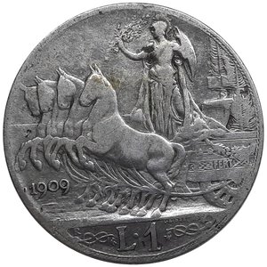 obverse: Regno d Italia, Vittorio Emanuele III ,1 Lira Quadriga argento 1909