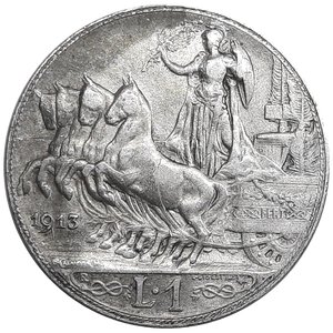 obverse: Regno d Italia, Vittorio Emanuele III ,1 Lira quadriga argento  1913 qSPL