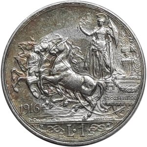 obverse: Regno d Italia, Vittorio Emanuele III ,1 Lira 1916 patina bersaglio qSPL