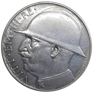 obverse: Regno d Italia, Vittorio Emanuele III , 20 Lire Elmetto 1928 RARA