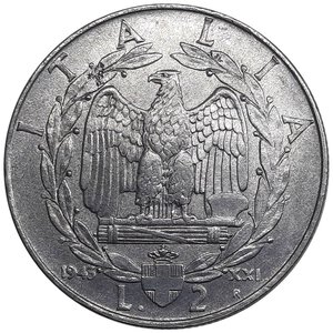 obverse: Regno d Italia, Vittorio Emanuele III , 2 Lire Impero 1943 RARA