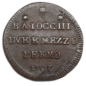 reverse: FERMO , Stato Pontificio ,Pio VI  (1775-1799) ,Baiocchi 2 e mezzo 1797 ECCELSA!