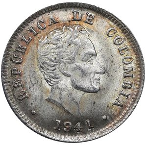 obverse: COLOMBIA, 10 centavos argento 1941 Fdc