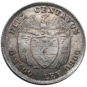 reverse: COLOMBIA, 10 centavos argento 1941 Fdc