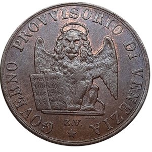 reverse: GOVERNO PROVVISORIO DI VENEZIA , 5 centesimi 1849 ,SPL TRACCE ROSSE ECCELLENTE