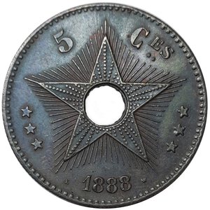 obverse: CONGO BELGA , Leopold II, 5 centimes 1888