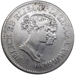 reverse: LUCCA E PIOMBINO , Elisa Bonaparte e Felice Baciocchi (1805-1814). 5 Franchi 1808