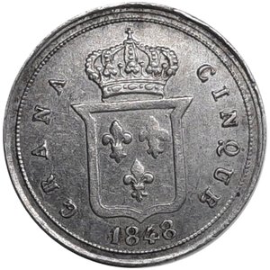 obverse: NAPOLI ,Fedinando II , 5 grana argento  1848