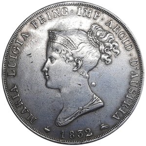 reverse: PARMA,  Maria Luigia , 5 Lira argento  1832 Segni saldatura 