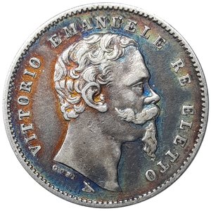 reverse: SAVOIA , Vittorio Emanuele II Re eletto, 1 lira argento 1860 Firenze