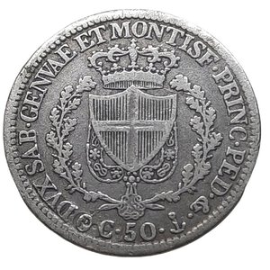 obverse: SAVOIA , Carlo Felice ,50 centesimi 1829 genova