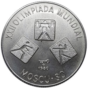 obverse: CUBA, 5 Pesos argento Olimpiade di Mosca 1980
