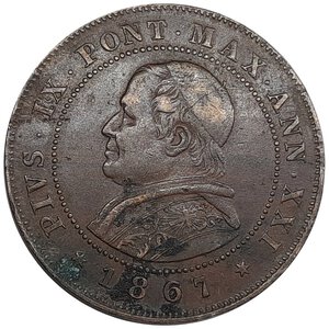 reverse: Stato Pontificio -  Pio IX  ,2  soldi 1867