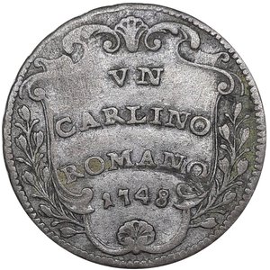 reverse: Stato Pontificio -  Benedetto XIV (1740-1758)Carlino 1748 anno VIII 