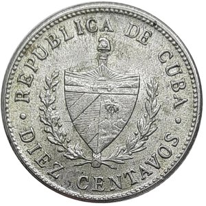 reverse: CUBA, 10 centavos argento 1949