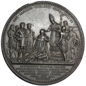 obverse: Francia,  Placca Uniface 1825 ,Incoronazione Carlo X,  Diam. 76 mm 