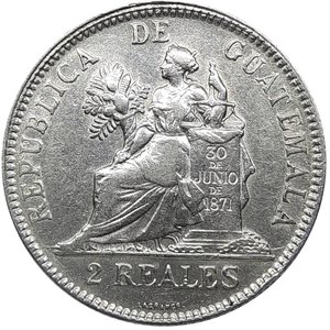 reverse: GUATEMALA ,2 reales argento 1896