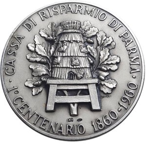 reverse: Medaglia Centenario Cassa di Risparmio di Parma 1960 , argento diam 41,7mm
