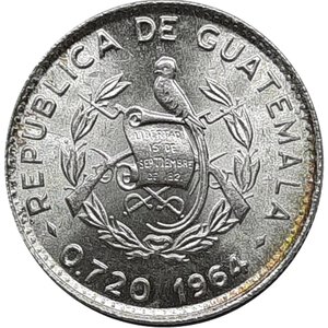 reverse: GUATEMALA ,5 centavos argento 1964