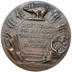 reverse: Medaglia Crociera aerea del decennale, opus Morbiducci 1933,  diam. 59,6 mm