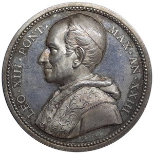 obverse: Stato Pontificio , Leone XIII , Medaglia argento Anno XXIII 1900 diam.44 mm 