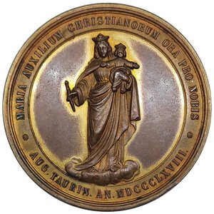 reverse: Torino ,Medaglia 1868 Costruzione Basilica Maria SS ausiliatrice Diam. 51,3 mm  