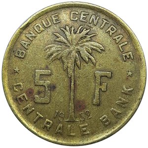 obverse: CONGO BELGA  RUANDA, 5 francs 1952 