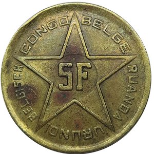 reverse: CONGO BELGA  RUANDA, 5 francs 1952 