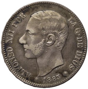 obverse: SPAGNA. Alfonso XII. 5 pesetas 1883. Ag. BB+
