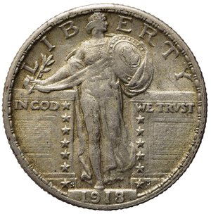 reverse: STATI UNITI. Quarter dollar 1918. Ag. BB+/qSPL