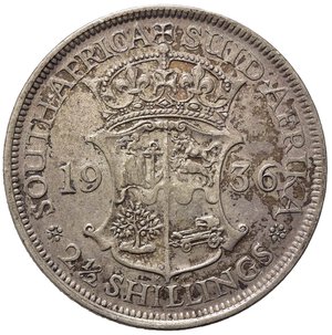reverse: SUDAFRICA. Giorgio V. 2 1/2 Shillings 1936. Ag. BB+