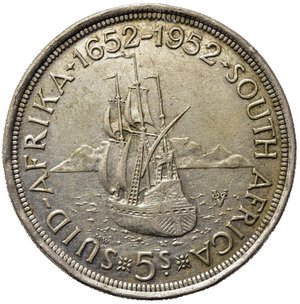 reverse: SUDAFRICA. Giorgio VI. 5 Shillings 1952. Ag. BB+
