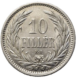 reverse: UNGHERIA. 10 Filler 1908. qFDC